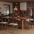 Elegant Modern Restaurant Interior With Wooden Dining Table Comfortable Chairs Pendant Light And Green Plant