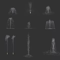Water Fountain Designs With Various Spray Patterns And Decorative Features