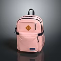 JanSport Pink Backpack with Yellow Diamond Logo Black Handles and Straps Side Mesh Pocket