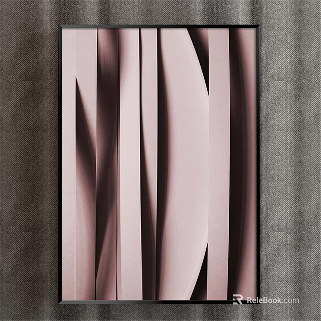 Modern Abstract Painting With Pink Gray Vertical Lines And Textured Art Design Elements 3d model 
