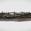 Rustic Handmade Twig Fence With Woven Branches And Wooden Support Posts