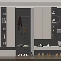 Modern Shoe Cabinet Design With Hanging Rack Bench Shoes And Decorative Items