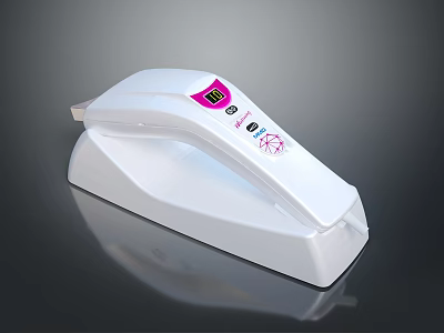 White Electronic Device with Pink Display and Control Buttons Modern Design Integrated Logo 3d model