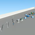 Industrial Machinery Setup With Blue Containers Green Units And Yellow Components