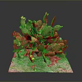 Cactus Plant With Green Pads Yellow Flowers And Sandy Base