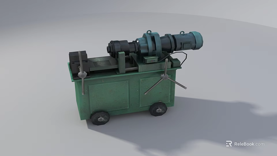 Heavy Duty Green Industrial Equipment With Mobile Wheels And Motorized Components 3d model 