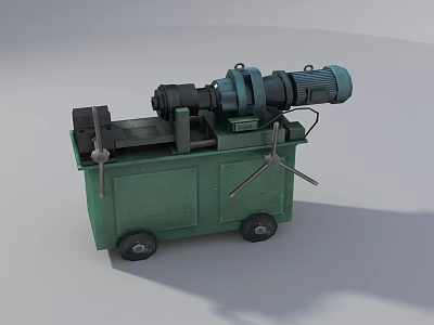 Heavy Duty Green Industrial Equipment With Mobile Wheels And Motorized Components 3d model
