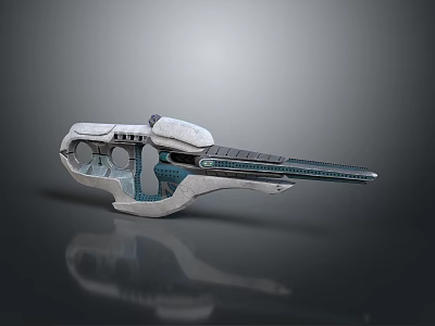 Futuristic Sci Fi Weapon With White Blue Metallic Design And Shiny Reflective Surface 3d model