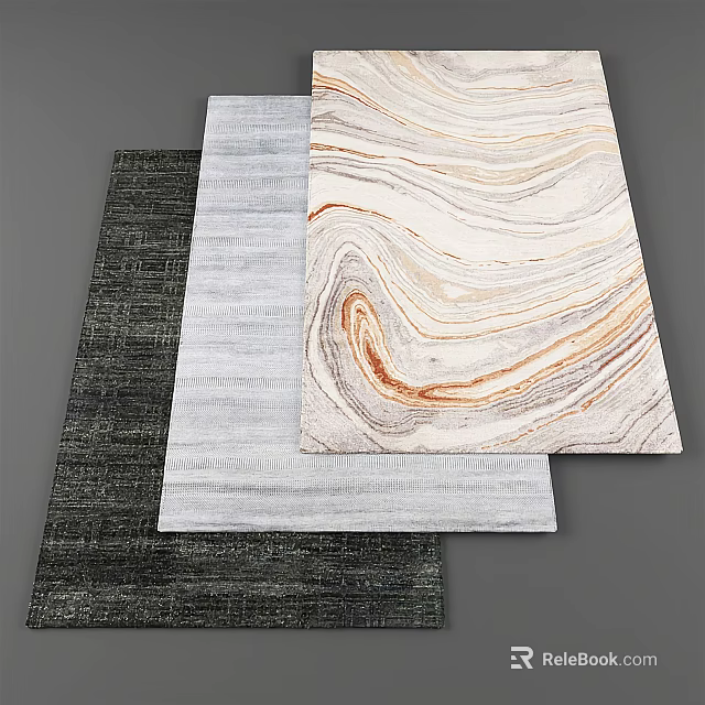 Square Rugs with Various Textures and Color Patterns for Modern Home Decoration 3d model 