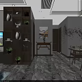Modern Chinese Style Living And Dining Room With Sofa Coffee Table TV Cabinet And Chandelier