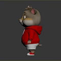 Cute Cartoon Hamster Character Wearing Red Hoodie And White Shorts Against Gray Background
