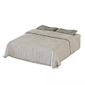 Elegant Beige Linen Bed With Decorative Pillows In Modern Bedroom