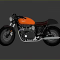 Vintage Orange And Black Motorcycle Featuring Classic Leather Seat And Retro Body Design