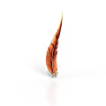 Single Vibrant Orange Feather Hair With Detailed Texture And Gloss On White Background