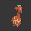 Cute Giraffe Game and Movie Character With Orange White Stripes And Green Hat