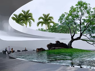 Modern Corridor Natural Holiday Sense Art Curve Corridor Waterscape 3d model
