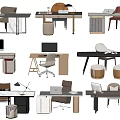 Desk Writing Desk and Chair Combination Office Desk and Chair Computer Desk 3d model