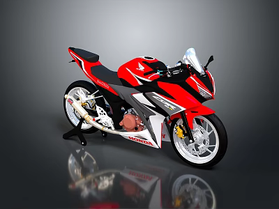 Sleek Red and Black Sport Motorcycle With Streamlined Bodywork and Racing Design 3d model