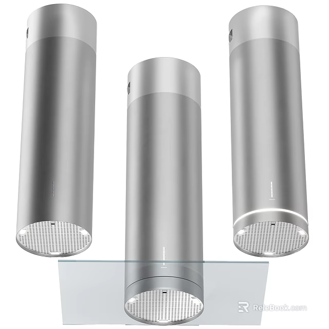 Set of Three Silver Cylindrical Hardware Tools with Transparent Base and Grid Design 3d model 