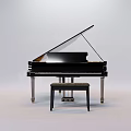 Classic Black Grand Piano With Stool On Light Background For Musical Instrument Showcase