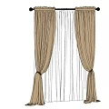 Beige Curtains With Sheer Inner Layer Ruffled Top And Tiebacks For Home Decoration
