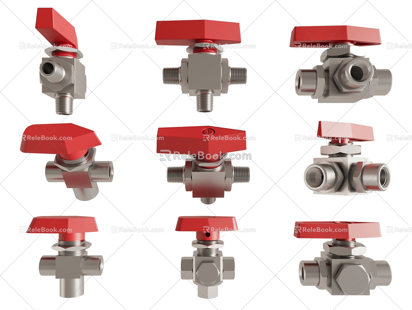 Valve Switch Mixing Valve Piping Parts Tee Hardware Components 3d model