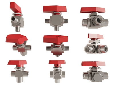 Valve Switch Mixing Valve Piping Parts Tee Hardware Components 3d model