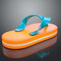 Orange Sole Flip Flops With White Stripe And Blue Strap Design 3d model