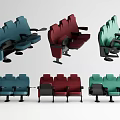 Multicolored Public Theater Seats With Blue Red Green Design And Comfortable Backrests