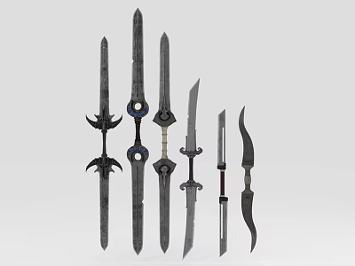 Various Medieval Fantasy Weapons Collection Featuring Swords Daggers And Bow 3d model