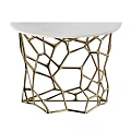 Modern Stylish Table With Golden Metal Frame And White Marble Top Design