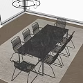 Modern Outdoor Table With Marble Top And Black Woven Chairs For Patio Area