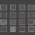 16 Transparent Square Glass Pieces With Various Patterns Arranged In 4 Rows And 4 Columns