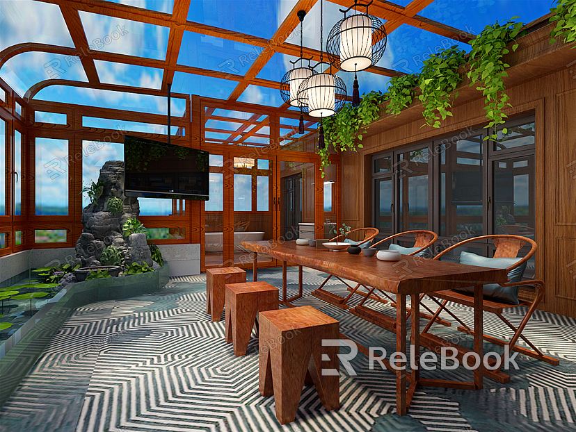 New Chinese Sun Room Sun Room Terrace model