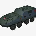 Armored Green Military Functional Vehicle With Red Cross Six Wheels And Antenna