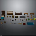 Various Home Furniture Collection Including Bed Bookshelf Cabinet Table And Chair