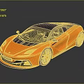 Orange Sports Car With Modern Sleek Exterior Black Roof And Silver Wheels