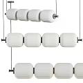 Modern White Chandelier With Multiple Cylindrical Pleated Shades Linear Design 3d model
