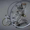 Vintage Tricycle Design Featuring Large Wheels Small Front Wheel Seat Chain And Headlight
