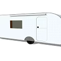 White Recreational Vehicle Exterior Design With Cab And Living Space Windows