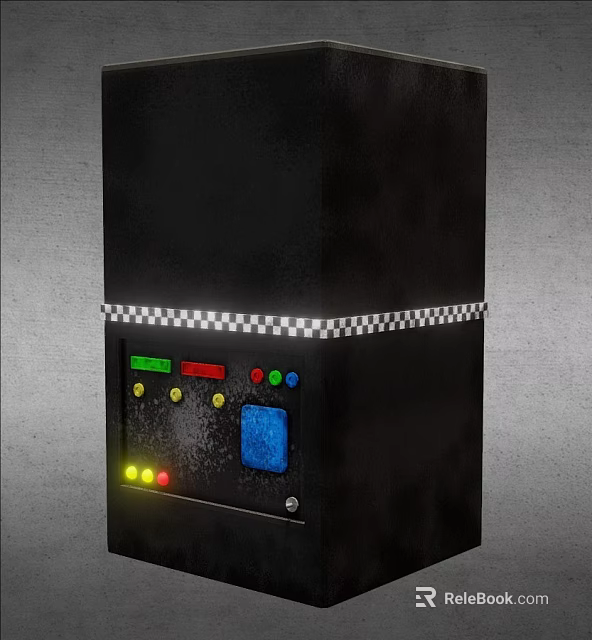 Black Headphone Speaker With Colorful Buttons Indicator Lights And Checkered Stripe Design 3d model 