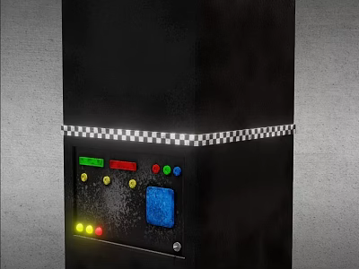 Black Headphone Speaker With Colorful Buttons Indicator Lights And Checkered Stripe Design 3d model
