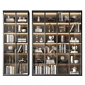 Modern Decorative Cabinet With Glass Doors Books Decorations And LED Lighting
