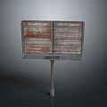 Old Double Sided Billboard With Rusted Metal Pole And Worn Wooden Panels