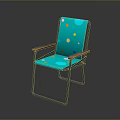 Modern Blue Armchair With Colorful Polka Dots Wooden Armrests And Metal Frame