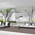 Modern Gallery Frame Landscape Gallery Frame Courtyard Garden Leisure Gallery Frame 3d model
