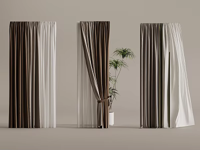 modern curtain gauze curtain 3d model