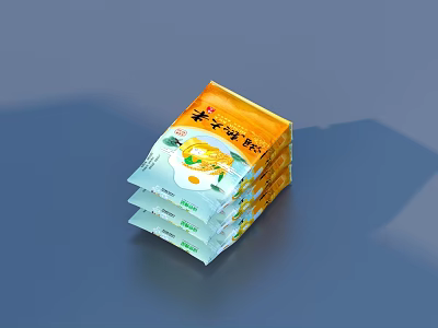 Stacked Yellow Soup Base Packages Featuring Soup Illustration for Daily Use 3d model