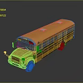 Yellow School Bus With Roof Hatches Side Windows Stop Sign And Side Door