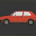 Red Classic Volkswagen Hatchback Car With Glossy Finish On Dark Background